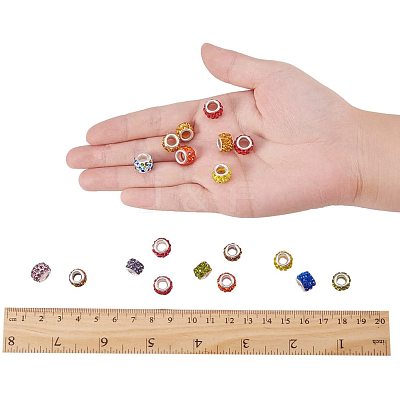 Polymer Clay Rhinestone European Beads CPDL-NB0001-07-1