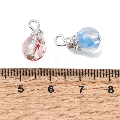70Pcs 7 Colors Baking Paint Transparent Glass Pendants PALLOY-TA0002-48-1