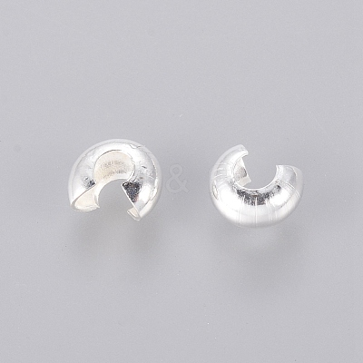 4MM Silver Color Plated Round Brass Crimp Beads Covers X-EC266-S-1