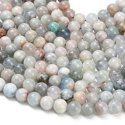 Natural Aquamarine Beads Strands G-F591-29A-8mm-03-1