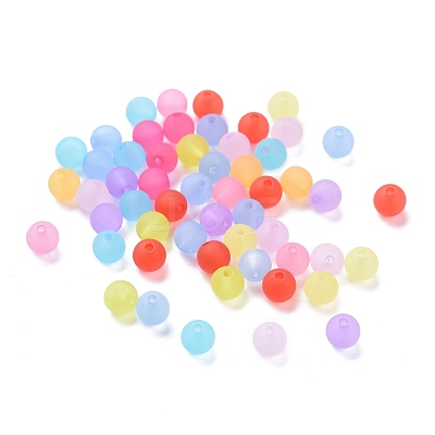 6mm Mixed Transparent Round Frosted Acrylic Ball Bead X-FACR-R021-6mm-M-1