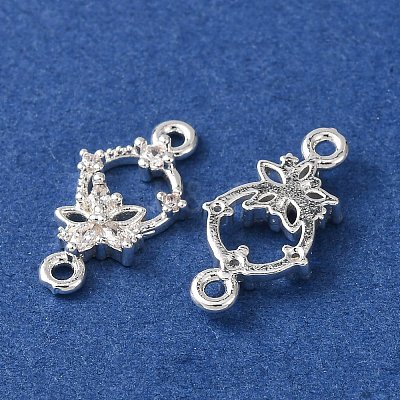 Brass Pave Clear Cubic Zirconia Connector Charms CU-CBAEC99-10S-1