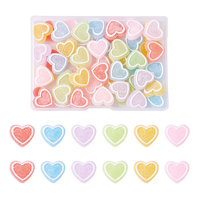60Pcs 6 Colors Resin Cabochons Accessories RESI-YS0001-03-1