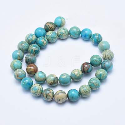Natural Aqua Terra Jasper Beads Strands G-E444-14A-12mm-1