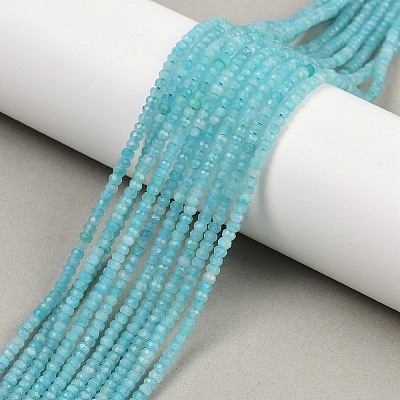 Faceted Rondelle Natural Amazonite Bead Strands G-F289-06-1