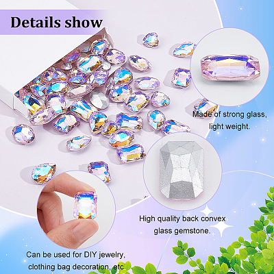 64Pcs 4 Style Pointed Back Glass Rhinestone Cabochons RGLA-FG0001-08-1