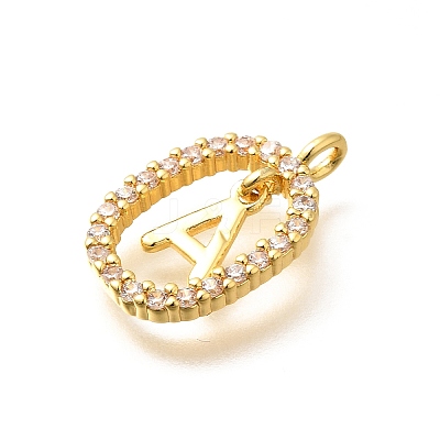 26Pcs Letter A~Z Brass Micro Pave Cubic Zirconia Pendants ZIRC-P123-01G-01-1