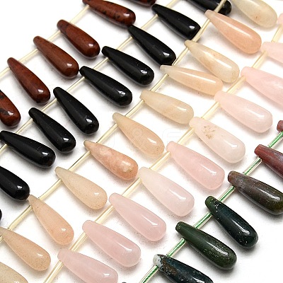 Teardrop Natural Gemstone Beads Strands G-P063-131-1