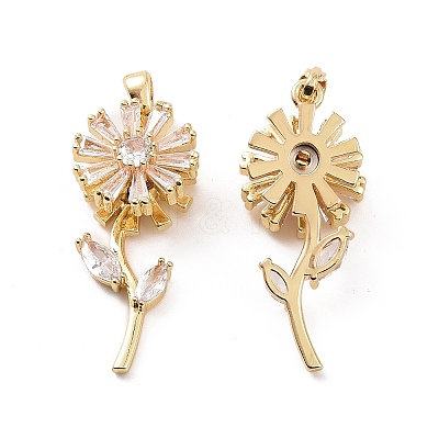 Brass Micro Pave Clear Cubic Zirconia Pendants X-KK-E068-VC300-1
