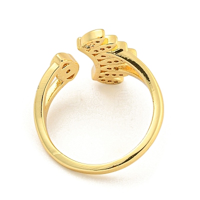 Eye Brass Micro Pave Clear Cubic Zirconia Open Cuff Rings for Women RJEW-L121-034G-1