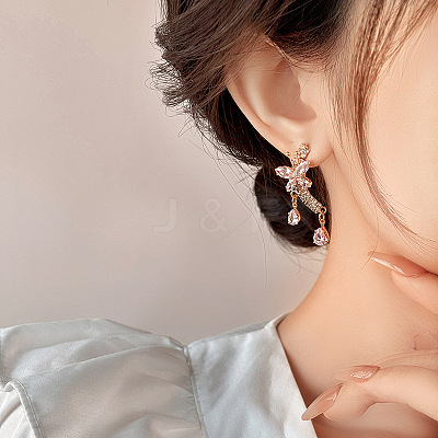 Alloy & Cubic Zirconia Dangle Stud Earrings WG78882-01-1