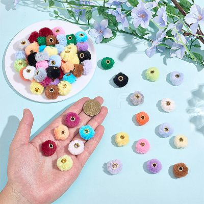 100Pcs 20 Colors Imitation Rabbit Hair European Beads FIND-PA0001-27-1