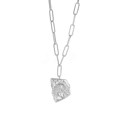 304 Stainless Steel Girl Shape Pendant Necklaces WT7593-2-1