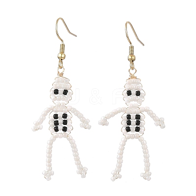 Halloween Glass Seed Bead Dangle Earrings EJEW-MZ00769-01-1