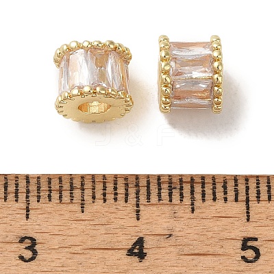 Rack Plating Brass Pave Clear Cubic Zirconia Beads KK-M285-29G-1