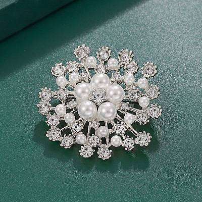 Flower Alloy Rhinestone Brooches for Women DJ-PW-WGD2C4F-01-1