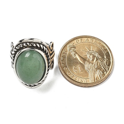 Natural Green Aventurine Adjustable Rings RJEW-I108-01AS-02-1
