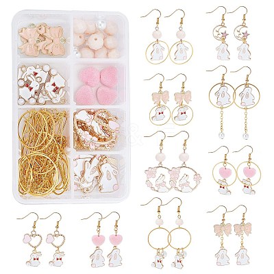 Rabbit Theme Dangle Earring DIY Making Kit DIY-SC0017-56-1