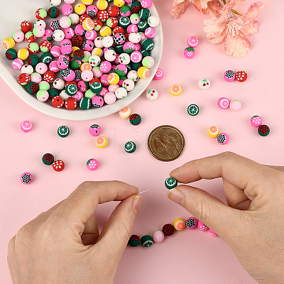 180Pcs 9 Colors Fruits Theme Handmade Polymer Clay Beads CLAY-PA0001-15-1