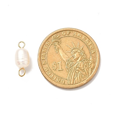 Natural Cultured Freshwater Pearl Beads Links Connectors PALLOY-JF00941-01-1