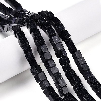 Synthetic Blue Goldstone Beads Strands G-T139-6x6-18B-1