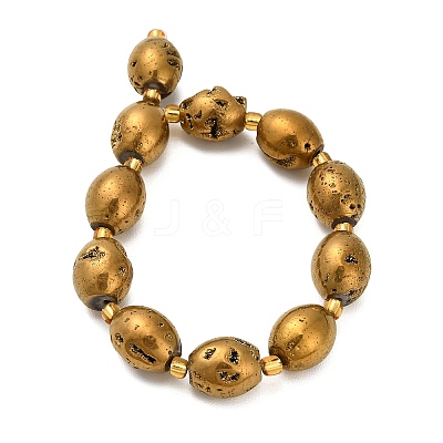 Electroplated Natural Druzy Geode Crystal Beads Strands G-F833-O01-01-1
