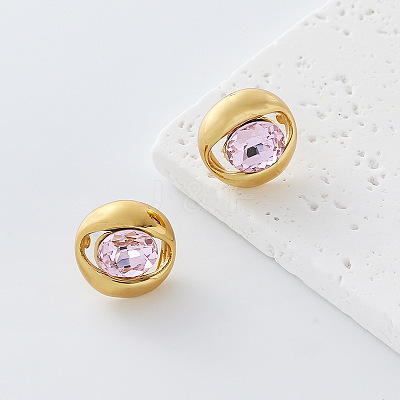 304 Stainless Steel Rhinestone Stud Earrings for Women OH3456-2-1