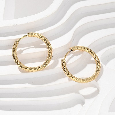 Ion Plating(IP) 304 Stainless Steel Grooved Hoop Earrings EJEW-M218-01C-G-1
