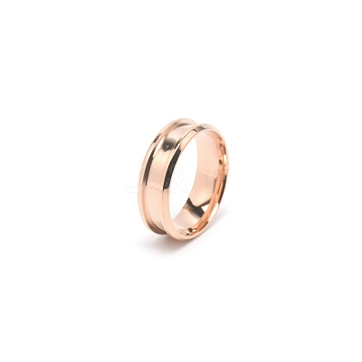 201 Stainless Steel Grooved Finger Ring Settings STAS-TAC0002-57F-RG-1