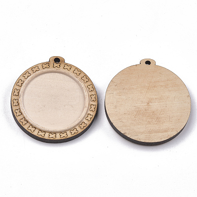 Wooden Pendant Cabochon Settings WOOD-S044-16A-1