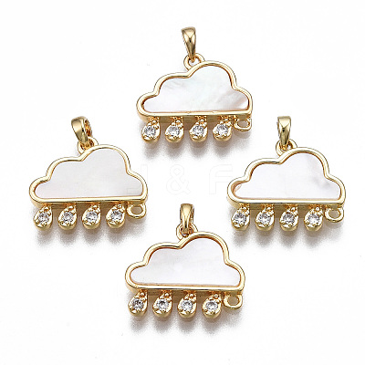 Brass Micro Pave Clear Cubic Zirconia Link Connectors KK-S356-346-NF-1