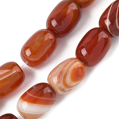 Natural Banded Agate/Striped Agate(Dyed & Heated) Beads Strands G-H324-01G-1