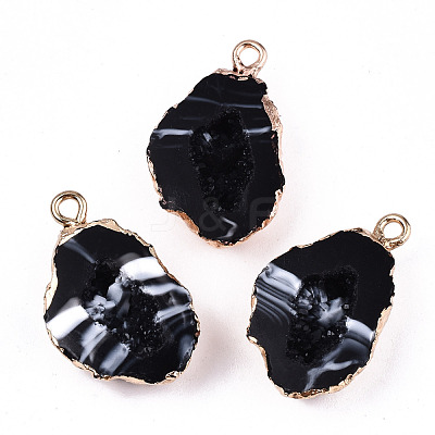 Druzy Geode Resin Pendants RESI-S383-066A-1