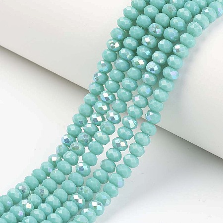 Electroplate Opaque Solid Color Glass Beads Strands X-EGLA-A034-P6mm-L15-1
