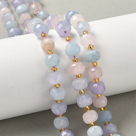 Natural Lavender Amethyst & Aquamarine & Madagascar Rose Quartz Beads Strands G-G271-D01-6x8mm-1