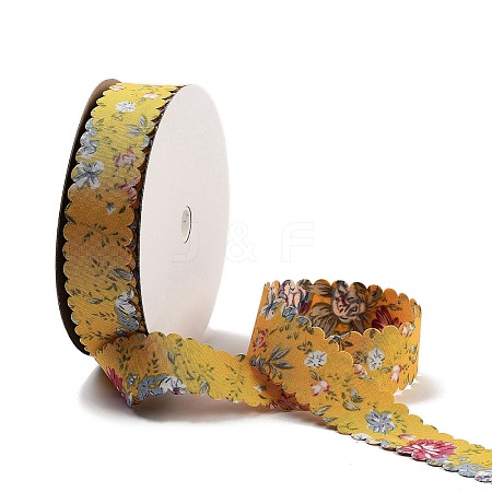 20 Yards Flower Printed Polyester Ribbon OCOR-Z005-03A-1