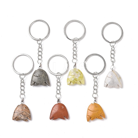 Fish Natural Gemstone Keychain KEYC-G055-02P-1