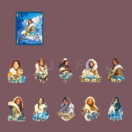 20Pcs 10 Styles Inuit Women PET Stickers PW-WG09C8B-04-1