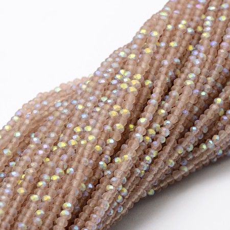 Half AB Color Plated Faceted Rondelle Glass Bead Strands EGLA-L007-F01-2mm-1