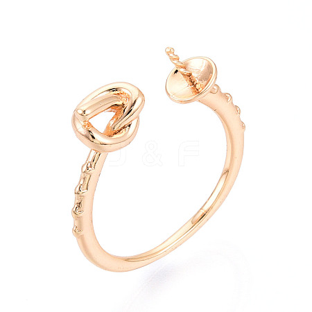 Twist Knot Brass Cuff Ring Settings KK-T076-38G-1