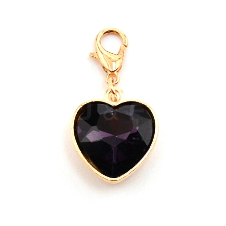 Heart Glass Pendant Decorations HJEW-WH0036-19B-1