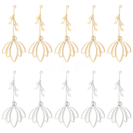 Unicraftale 12Pcs 2 Colors Ion Plating(IP) 201 Stainless Steel Big Pendants STAS-UN0056-60-1