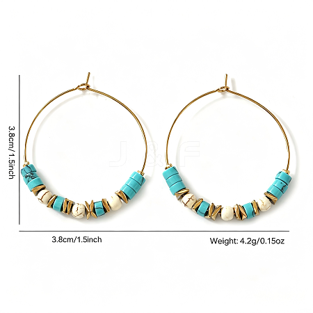 Bohemian Colorful Natural Stone Beaded Hoop Earrings for Women TC8754-8-1