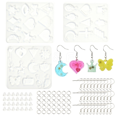 DIY Mixed Shapes Charm Pendant Silicone Molds for DIY Earring Making DIY-YW0009-42-1