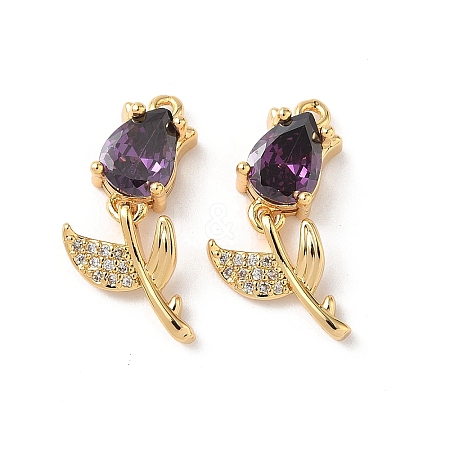 Brass Micro Pave Cubic Zirconia Pendants KK-D504-09A-G-1