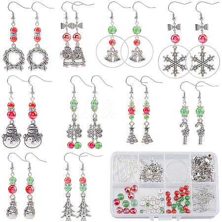 Christmas Theme DIY Alloy & Glass Dangle Earring Making Kits DIY-SC0027-64-1