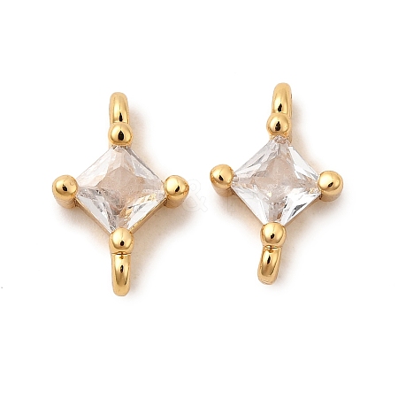 Brass Pave Clear Cubic Zirconia Connector Charms LS-KK-P340-07A-G-1