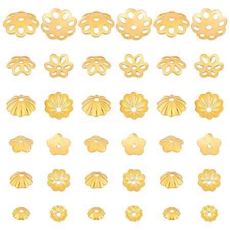 60Pcs 6 Styles 925 Sterling Silver Beads Caps STER-PH0001-76-1