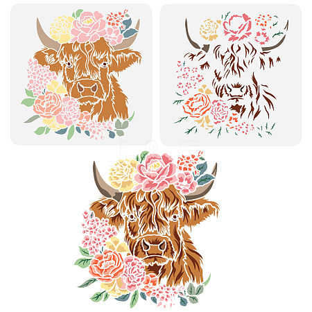 2Pcs 2 Styles PET Hollow Out Drawing Painting Stencils DIY-WH0394-0181-1