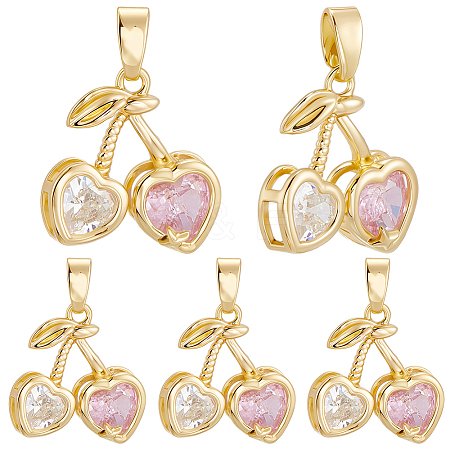 10Pcs Brass Micro Pave Cubic Zirconia Charms KK-BBC0019-45-1